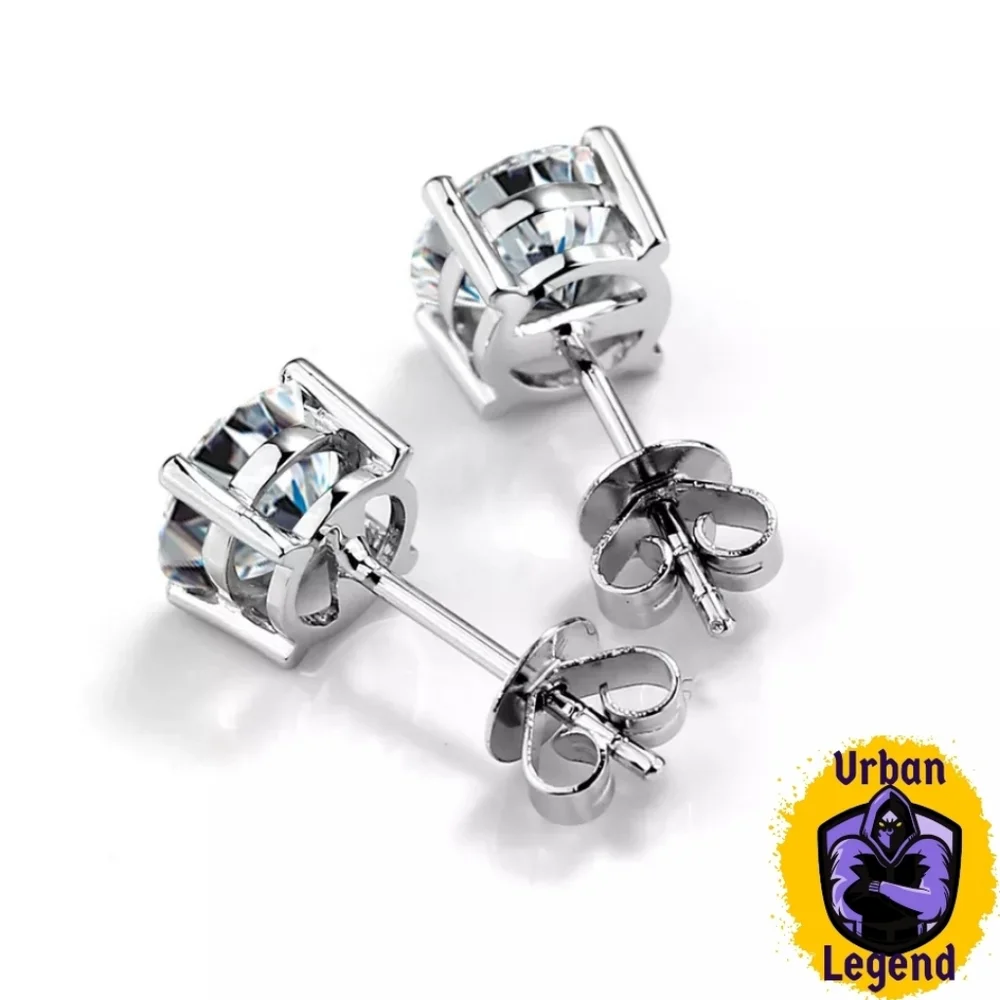 4 CT Moissanite Diamond Mens Stud Earrings